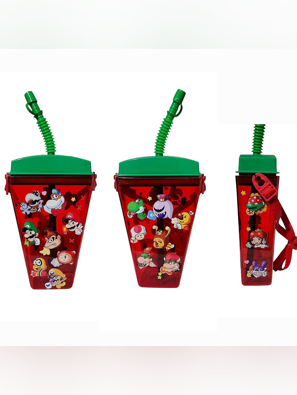 Super Mario Bros Red Plastic Portable Water Bottle 16oz